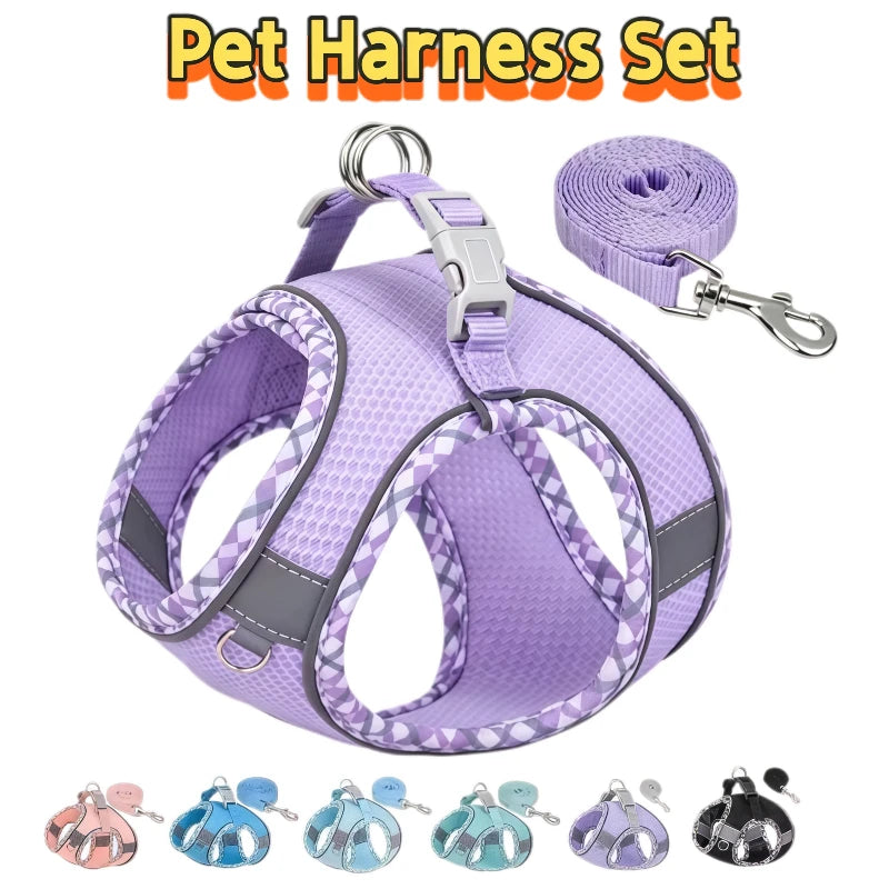 Pet Dog Harness and Leash Set for Small Medium Dog Outdoor Walking Reflective Adjustable Cat Vest Harness Chihuahua Pet Supplies
