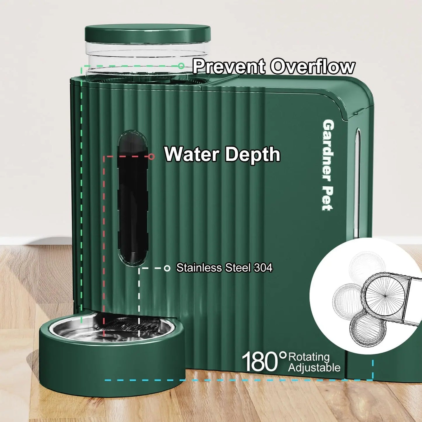 Automatic Gravity Pet Feeder and Water Dispenser BPA Free Bowl
