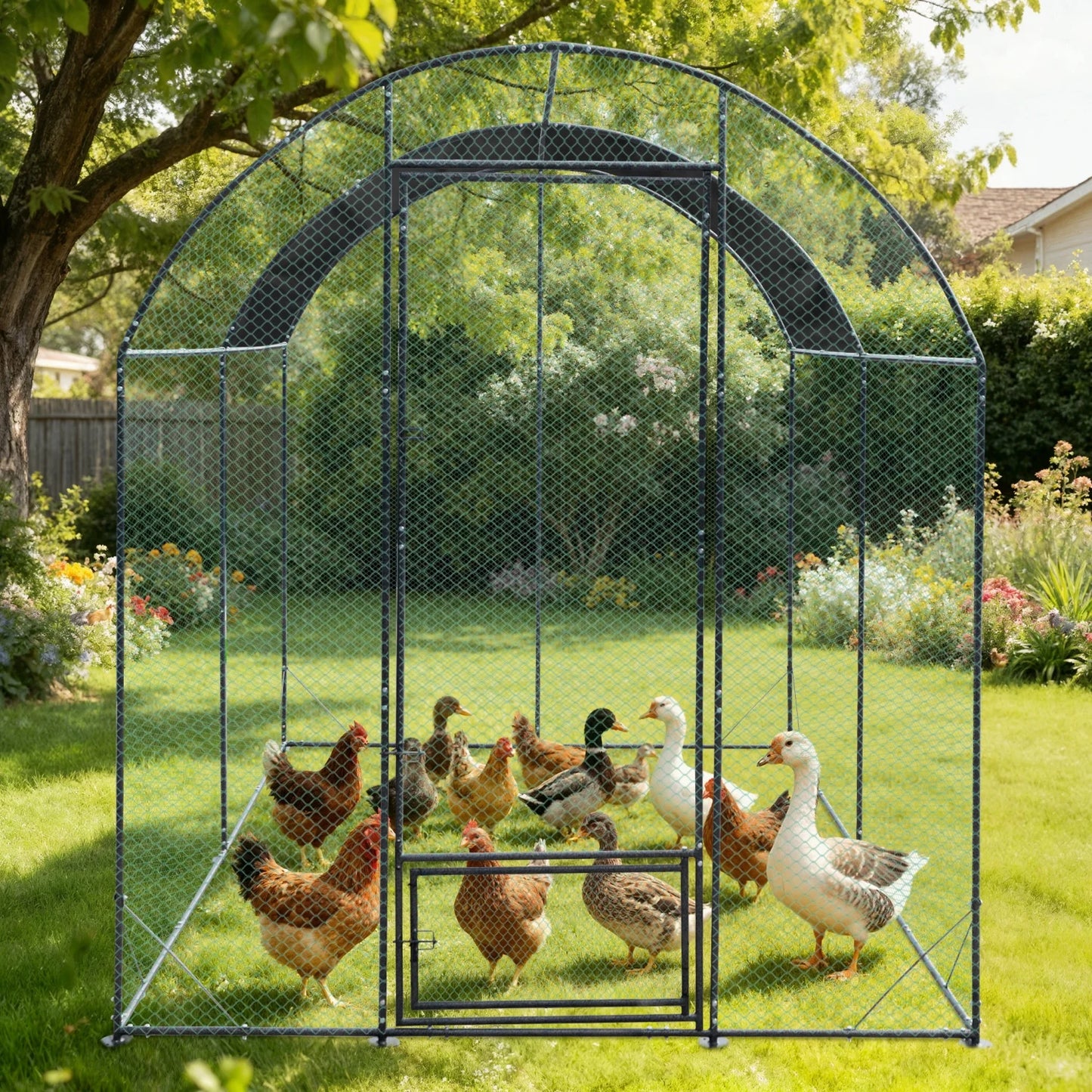 BINGOPAW Metal Walk In Chicken Coop For Backyard Farm