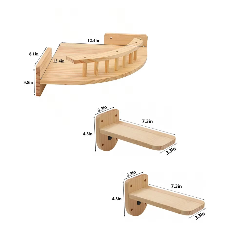 CWV Wall Mounted Cat Hammock Tree With Steps And Shelf