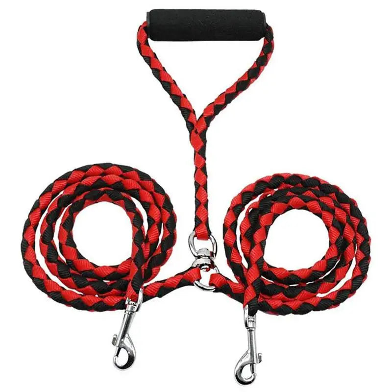 1.4m Double Dog Leash With Two Way Coupler And Elastic