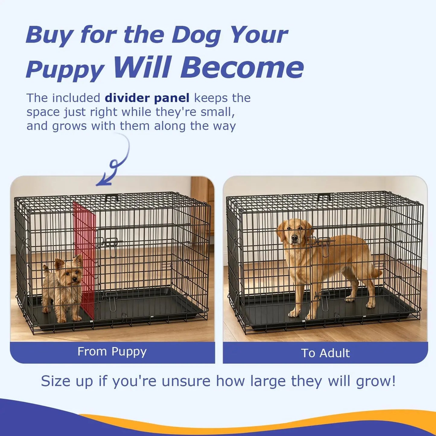 Extra Large Dog Crate 48 inch Folding Metal Wire Kennel with Double Door & Removable Tray for Large Dogs Black