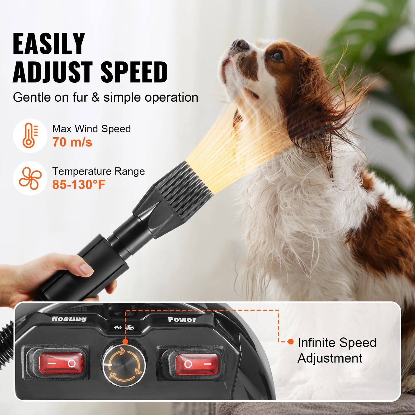 SucceBuy Dog Hair Dryer With Adjustable Speed And Temperature