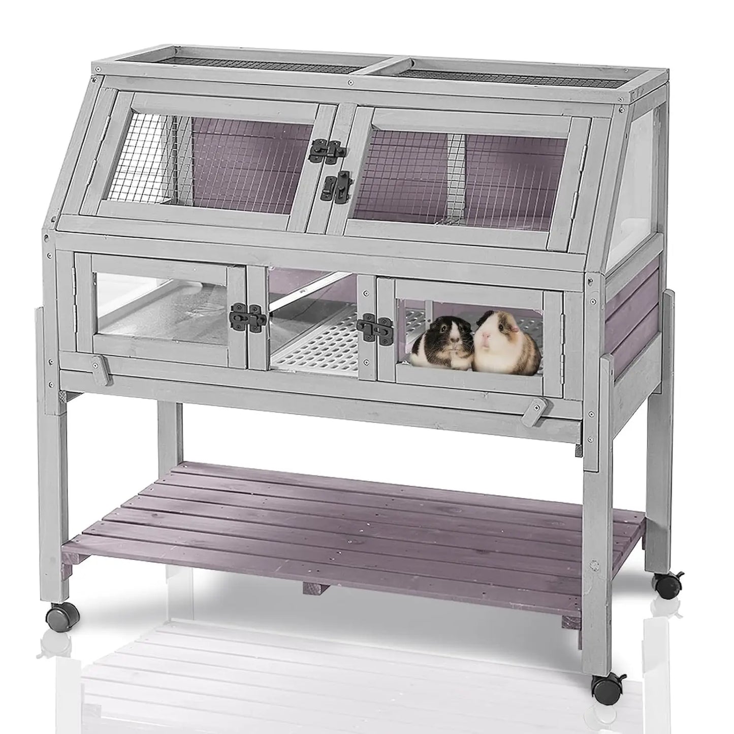 Guinea Pig Cage With Wheels and Anti Chew Ramp Hideouts