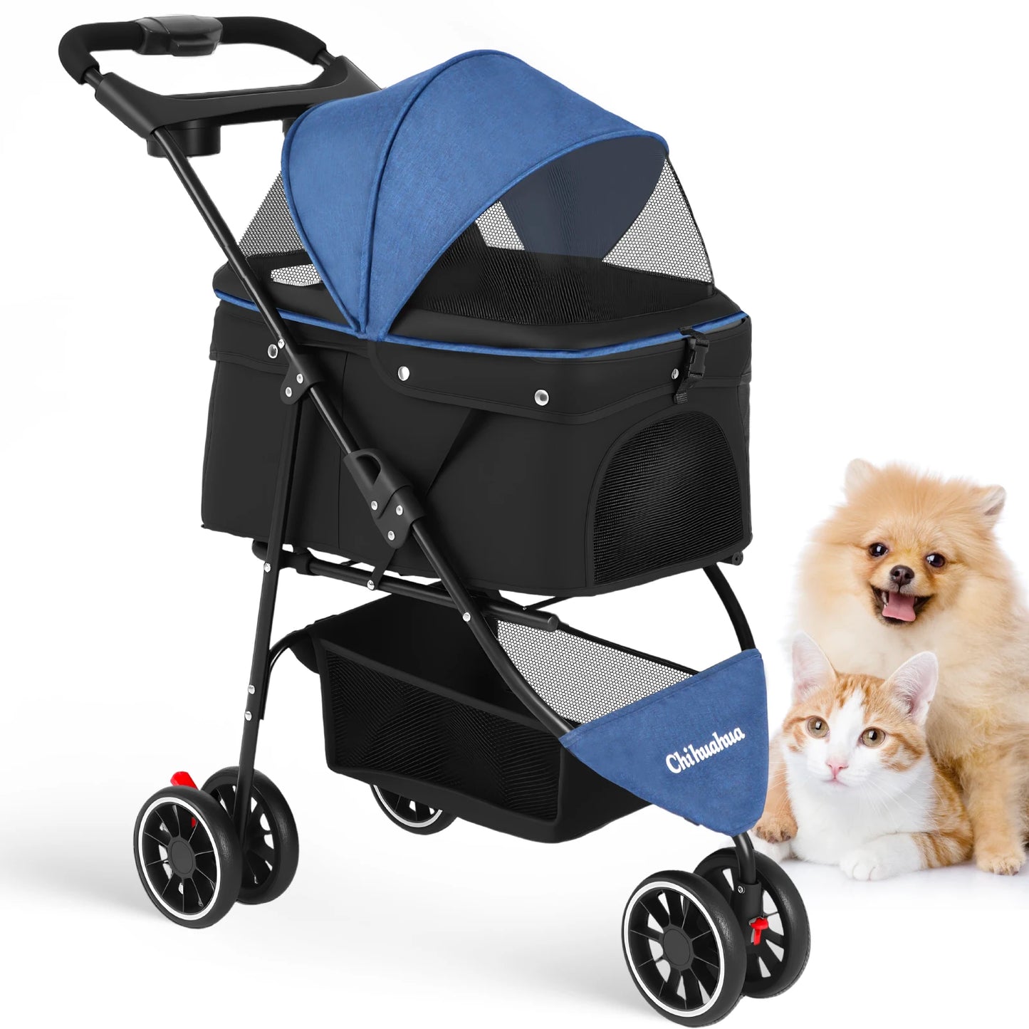 Chihuahua Portable Foldable Pet Stroller Travel Carrier With Canopy