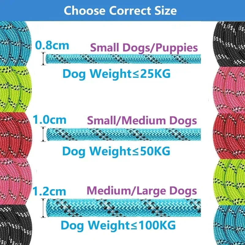 Pet Collar Leash Set Adjustable Long Reinforced Anti-pull Small Medium Large Dog Sturdy Safe Nylon Outdoor Walking Training Outfit