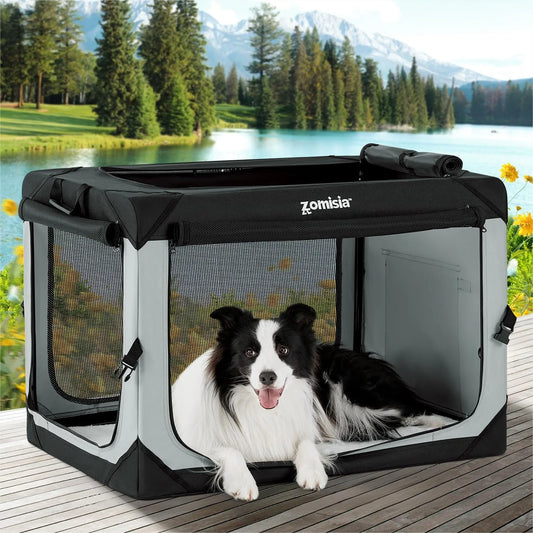36 Inch Collapsible Dog Crate for Large Dogs, Portable Soft Sided Travel Kennel with Breathable Mesh Windows for Indoor Outdoor
