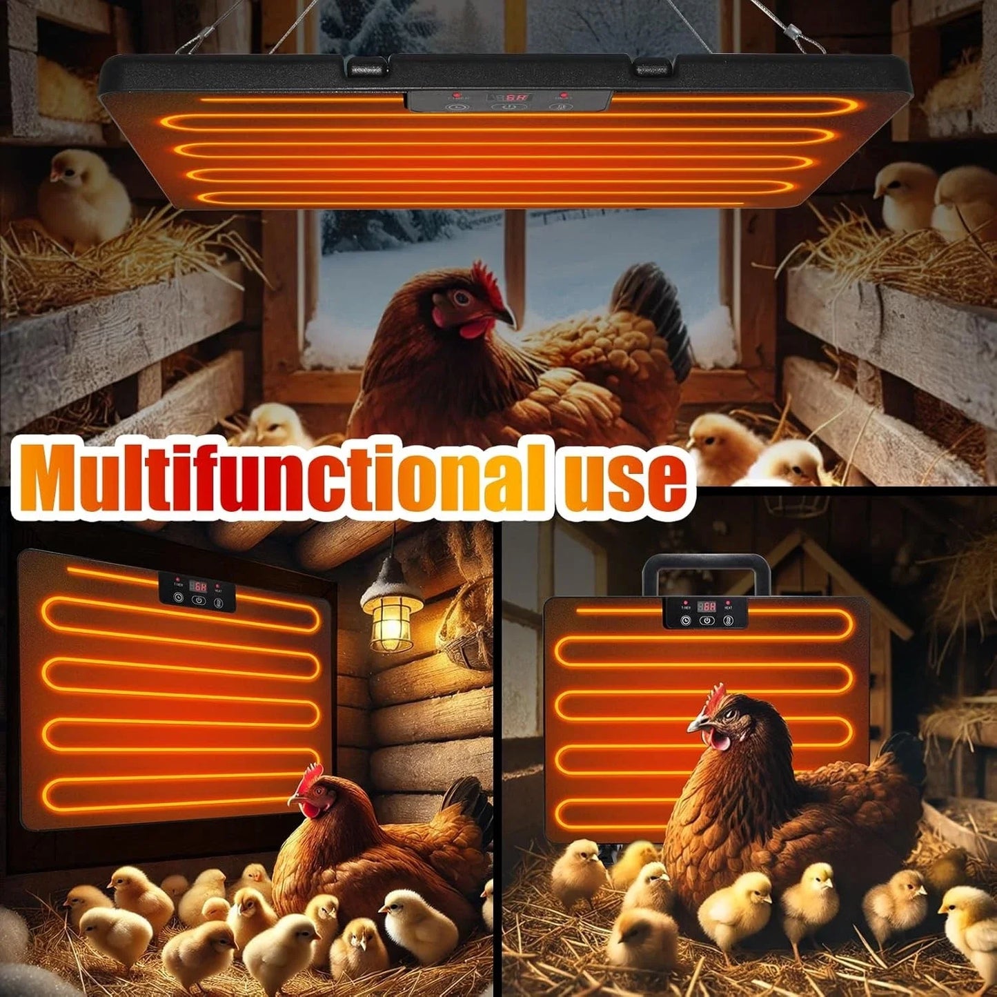 Chicken Coop Heater Thermostatic Panel With Adjustable Temperature For Poultry