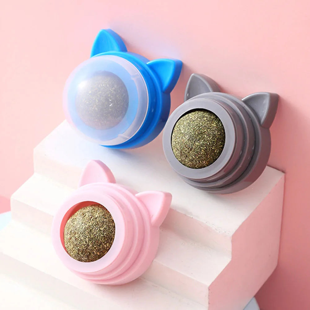 Shunmaii Rotatable Cat Cleaning Toy Catnip Wall Balls for Cats