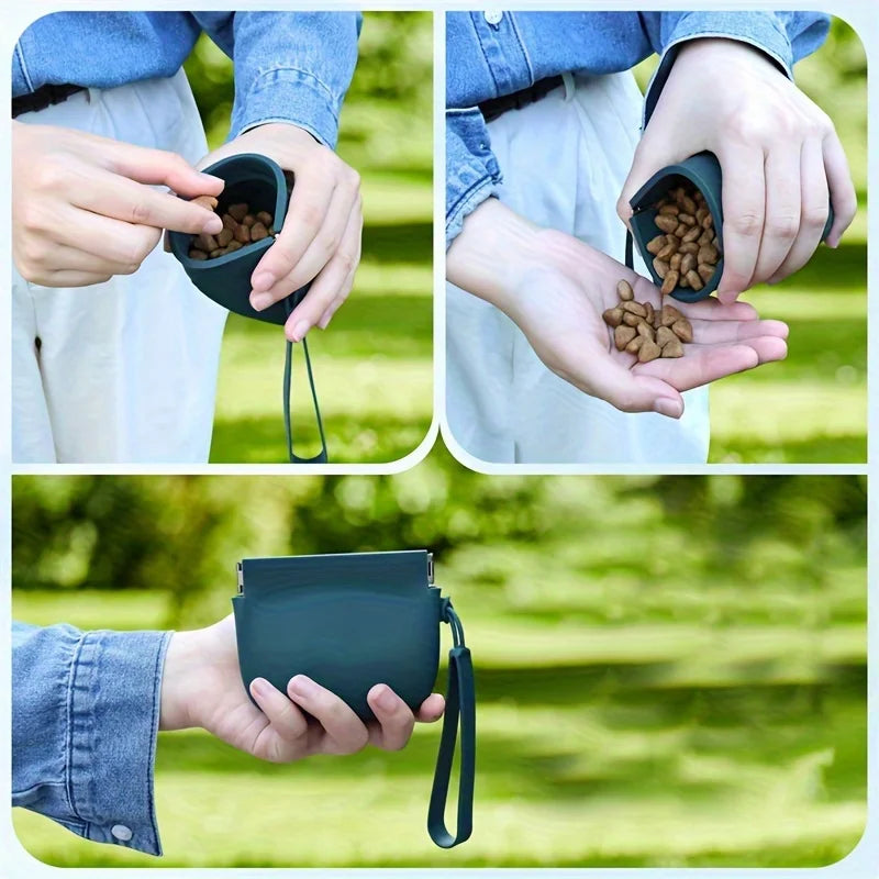 Portable Silicone Dog Treat Bag For Training And Walks