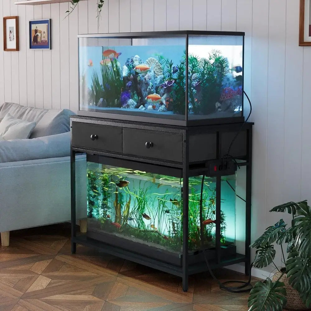 Metal Aquarium Stand With Cabinet Storage For Reptile Terrarium