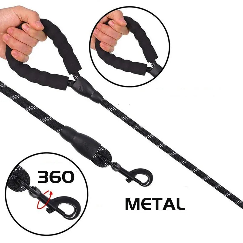 Pet Collar Leash Set Adjustable Long Reinforced Anti-pull Small Medium Large Dog Sturdy Safe Nylon Outdoor Walking Training Outfit
