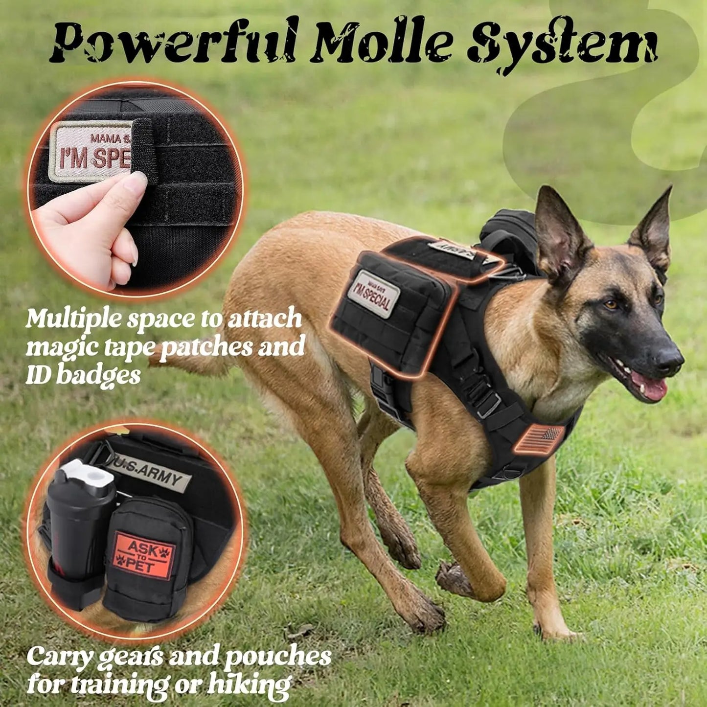 Tactical Heavy Duty Dog Harness For Large Breeds No Pull
