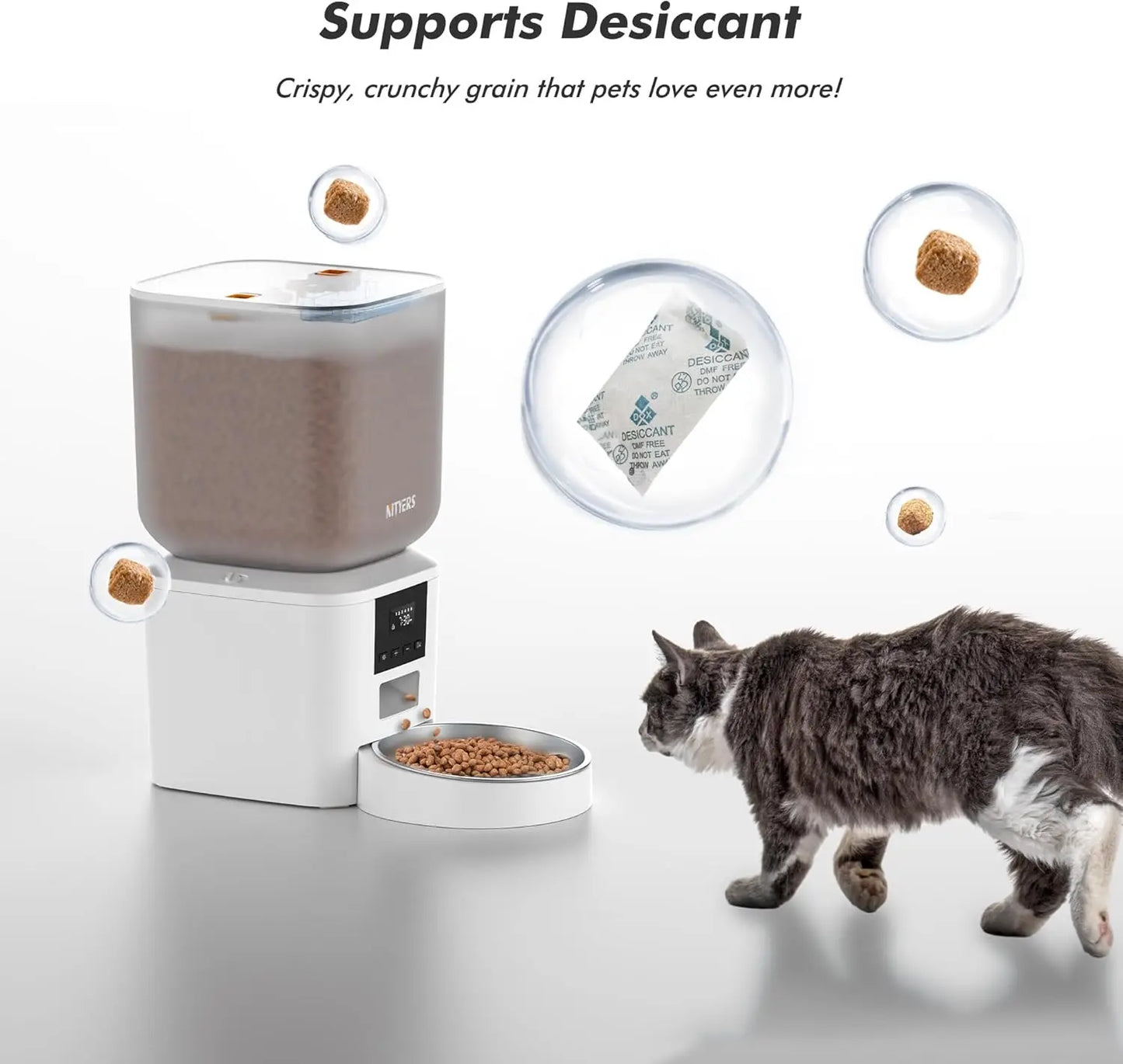 Automatic Pet Feeder With LCD Screen Timed Feeding For Dogs And Cats