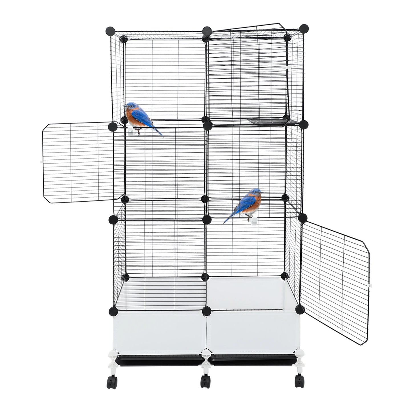 Large Parrot Cage With Splash Guard And Six Locking Wheels