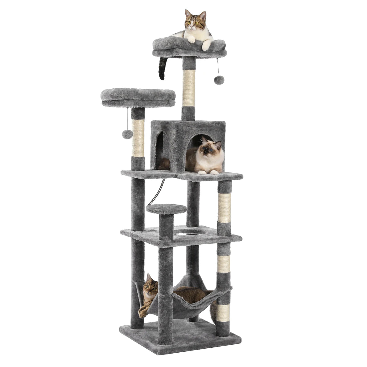 Pawz Road Large Multi-Level Plush Cat Tree With Scratching Posts