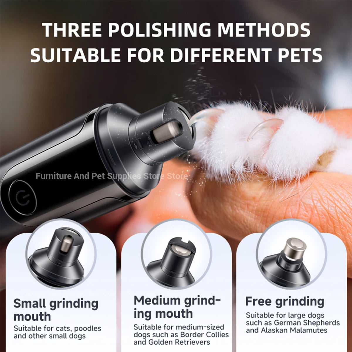 Electric Pet Nail Grinder USB Rechargeable Painless Trimmer For Pets