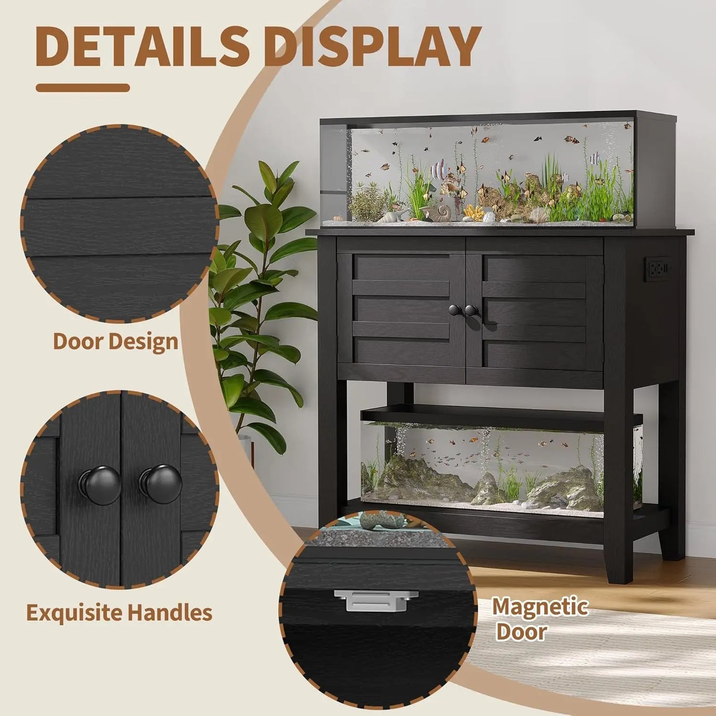 HiMISS Dual-Tier Aquarium Stand With Charging Station