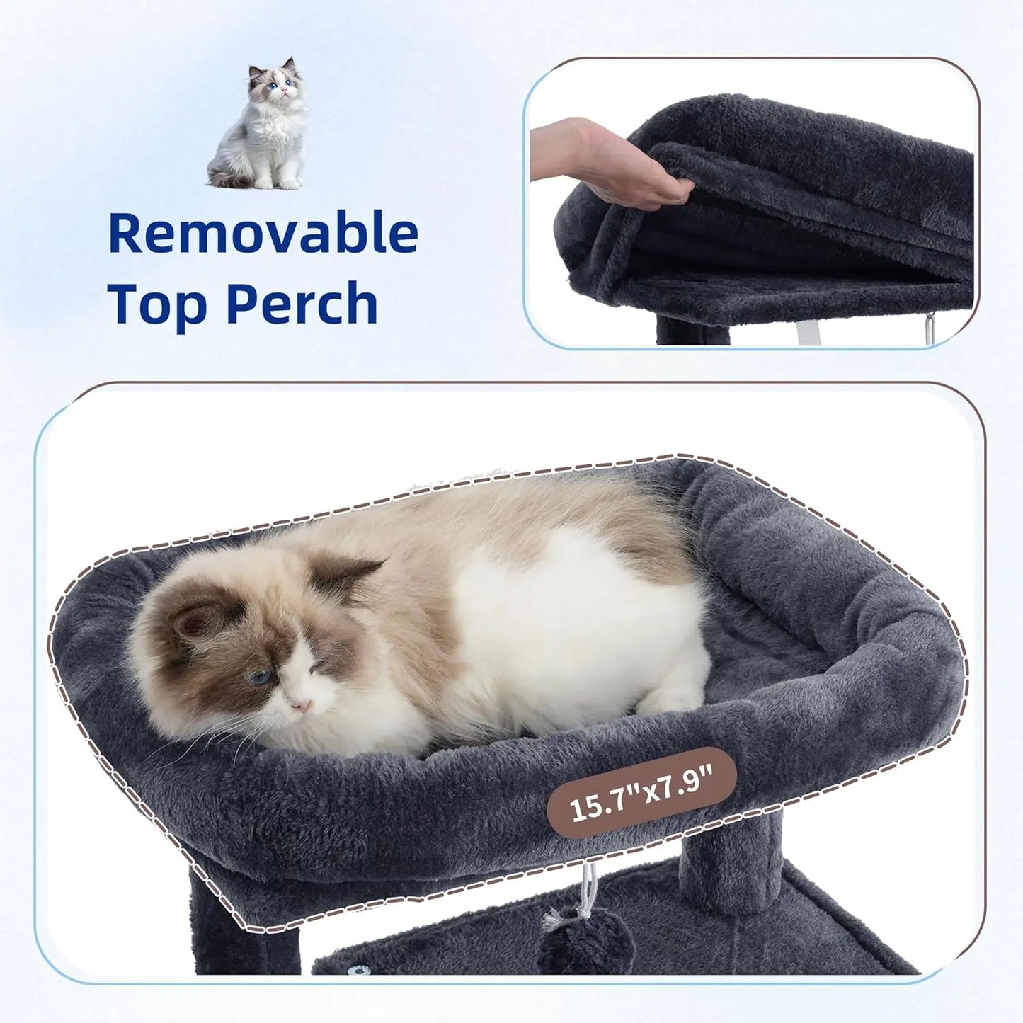 Cat Tree Tower For Indoor Cats With Hammock And Condo
