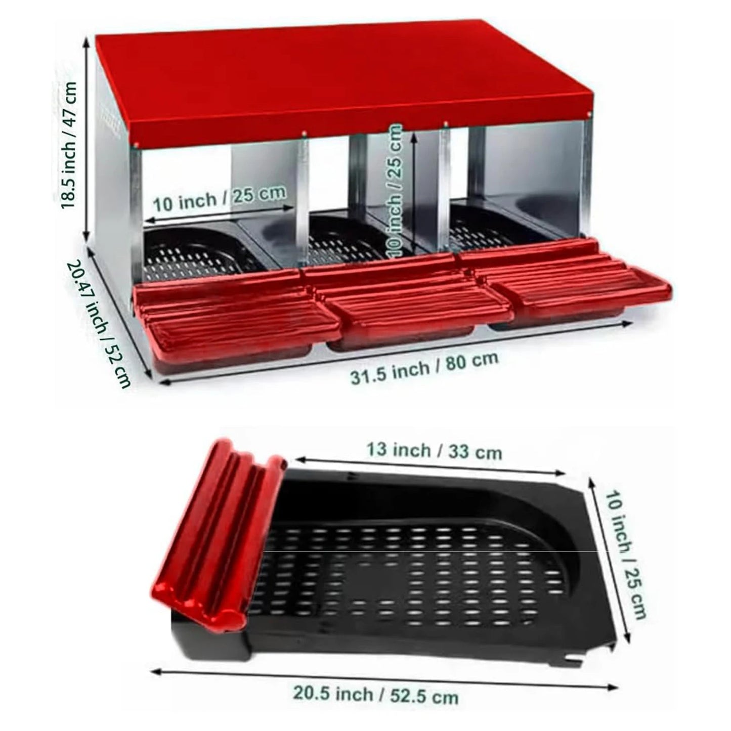 HiMISS Chicken Nesting Boxes 3 Compartment Roll Away Nest Box