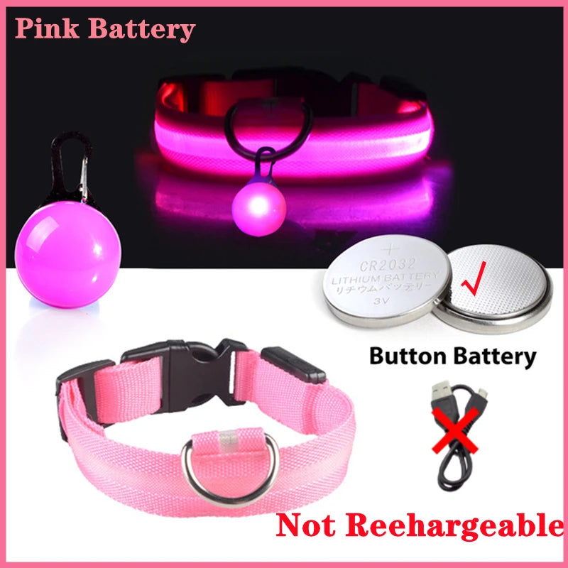 USB Charging Glowing Dog Collar With Pendant Detachable LED Light