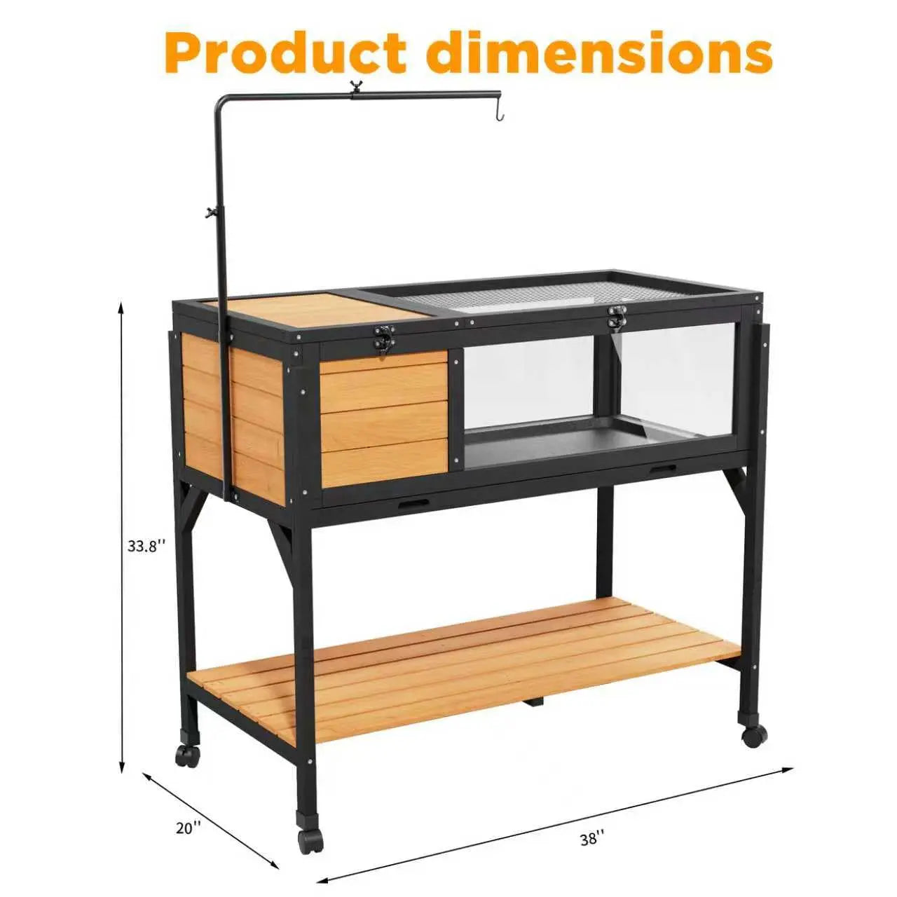 Wooden Tortoise Habitat Enclosure With Light Stand