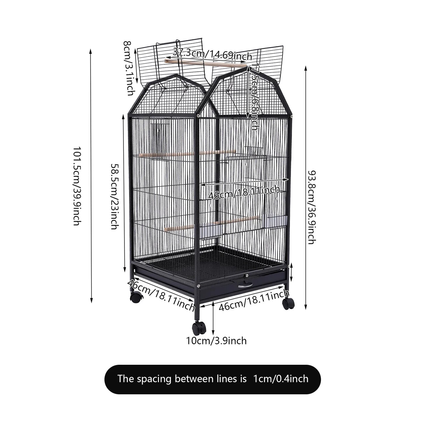 Bird Cage With Rolling Stand For Cockatiel Parakeet Finch Lovebird