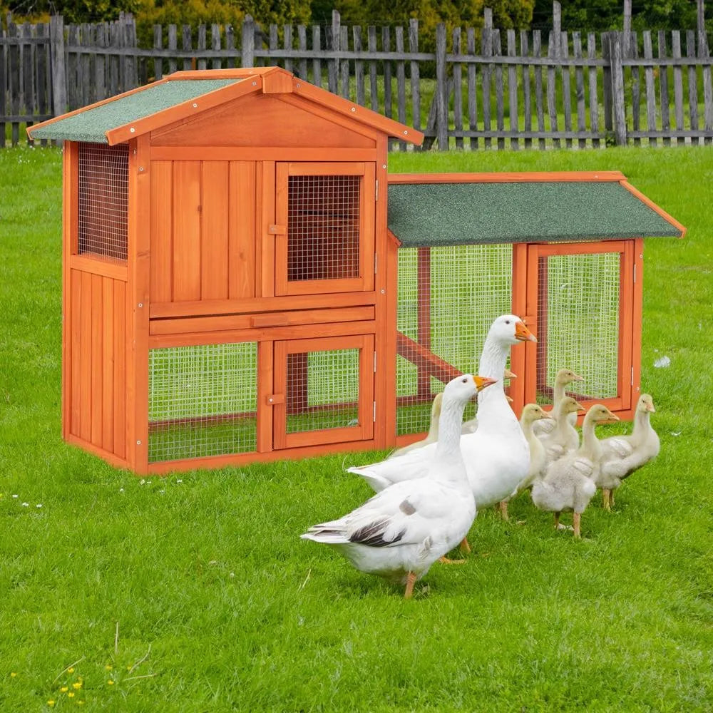 Wooden Chicken Coop Hen House Rabbit Hutch With Waterproof Roof