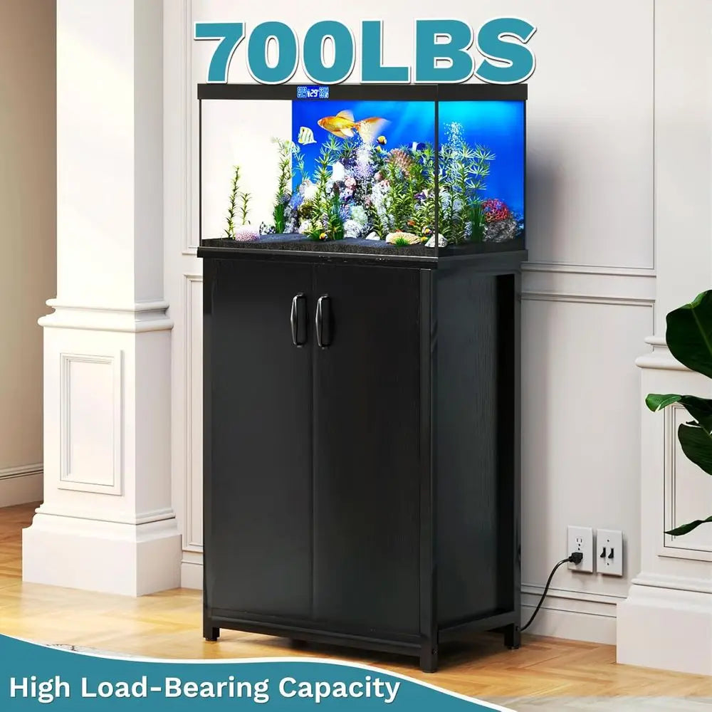 Aquarium Stand With Power Outlets, Storage Cabinet, 700 Lbs Capacity