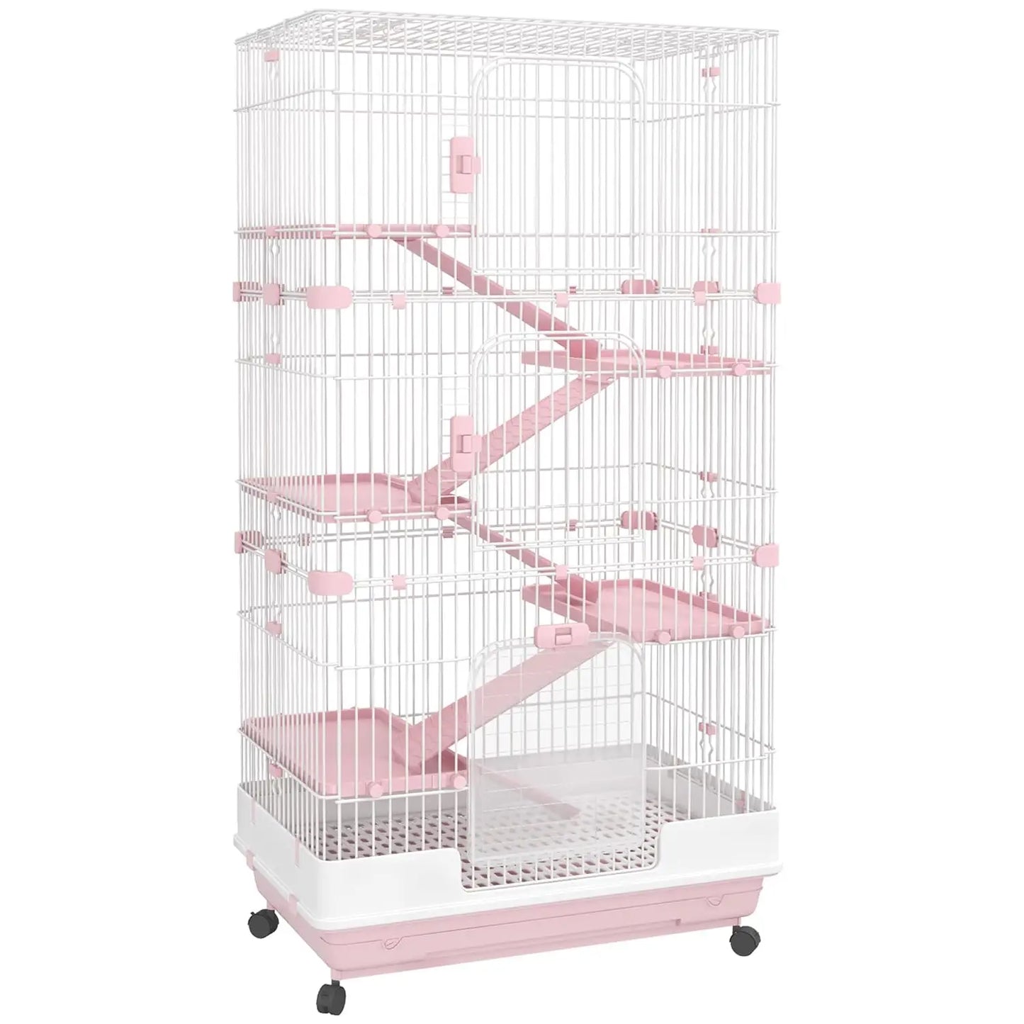 Six Level Small Animal Cage Rabbit Hutch With Wheels Ramp