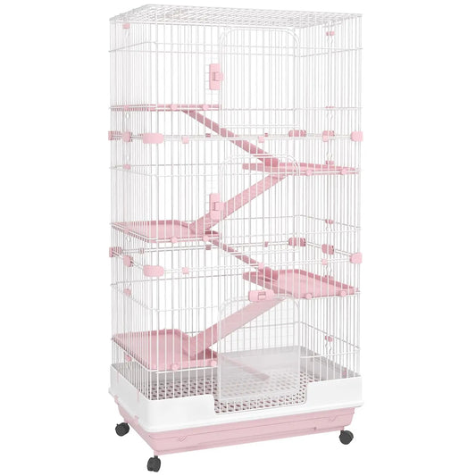 Six Level Small Animal Cage Rabbit Hutch With Wheels Ramp