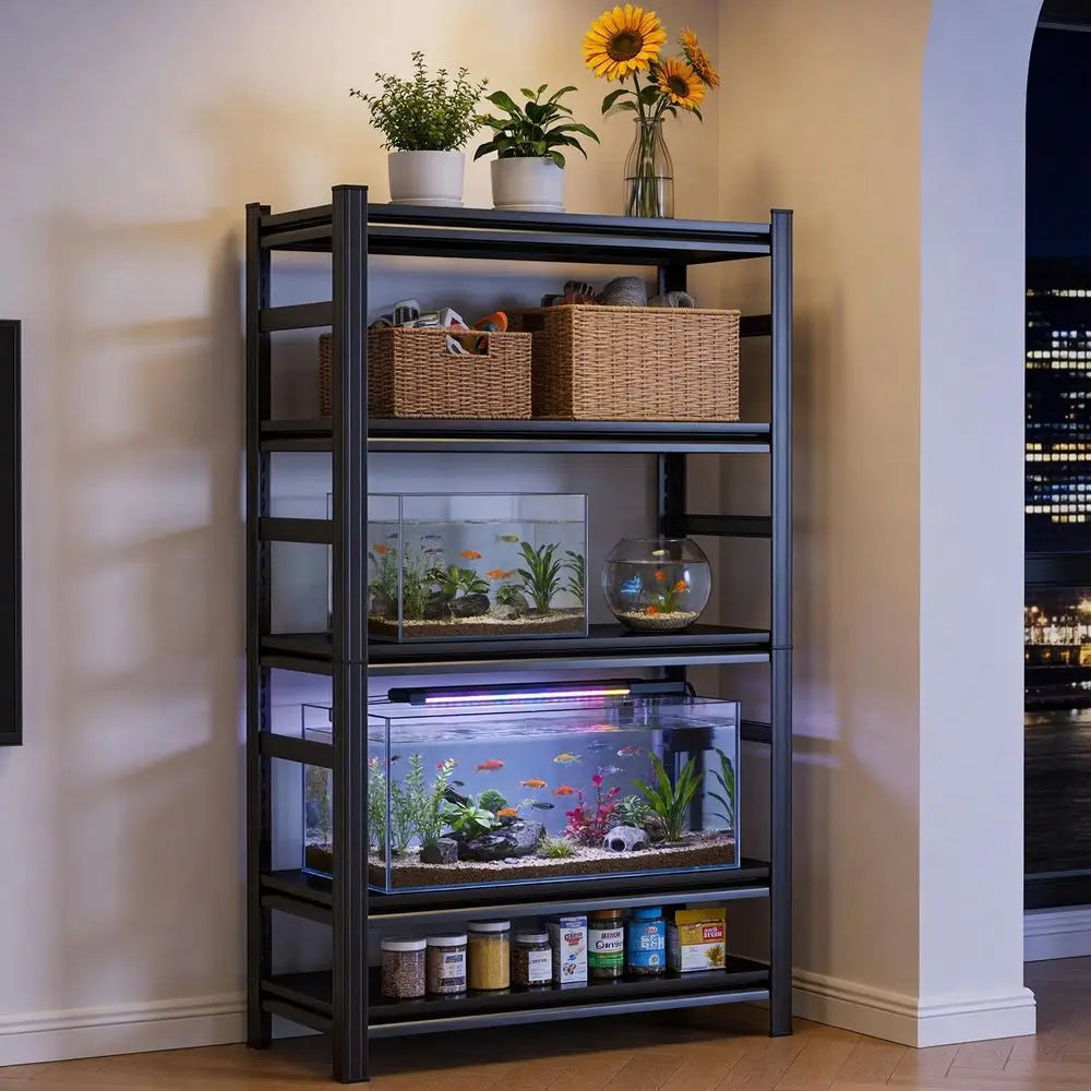 Heavy Duty 5-Tier Metal Storage Rack For Aquariums And Terrariums
