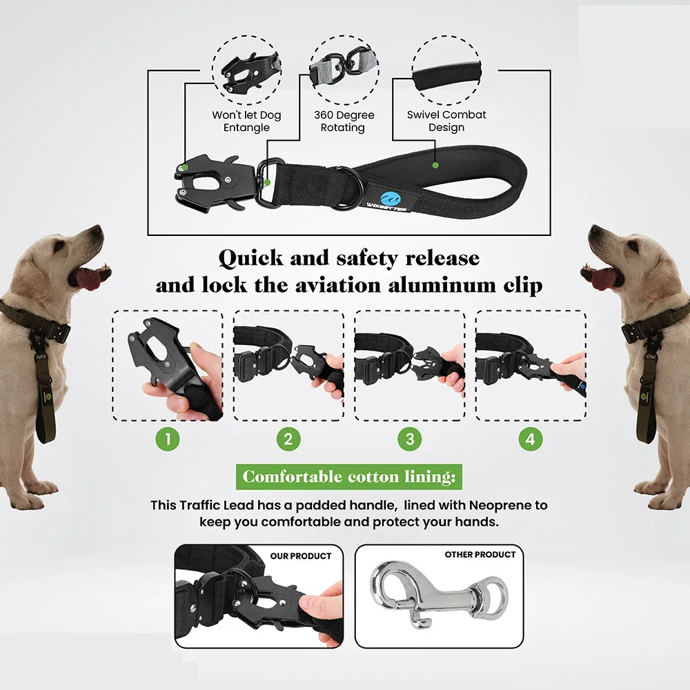 IPETPERIOD Short Dog Leash Padded Handle Heavy Duty Nylon Reflective