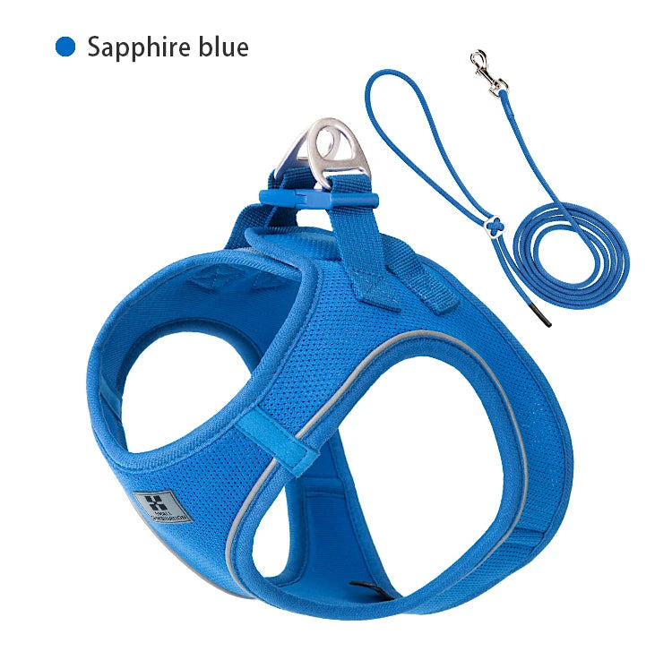 Small Combination Dog Harness Leash Set Reflective Adjustable