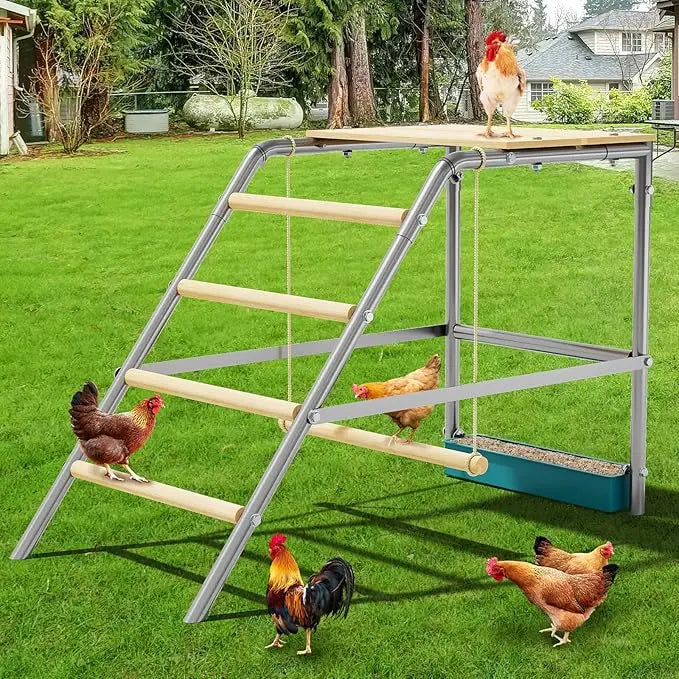 Chicken Coop Perch With Ladder Design And Weatherproof Roosting Bars