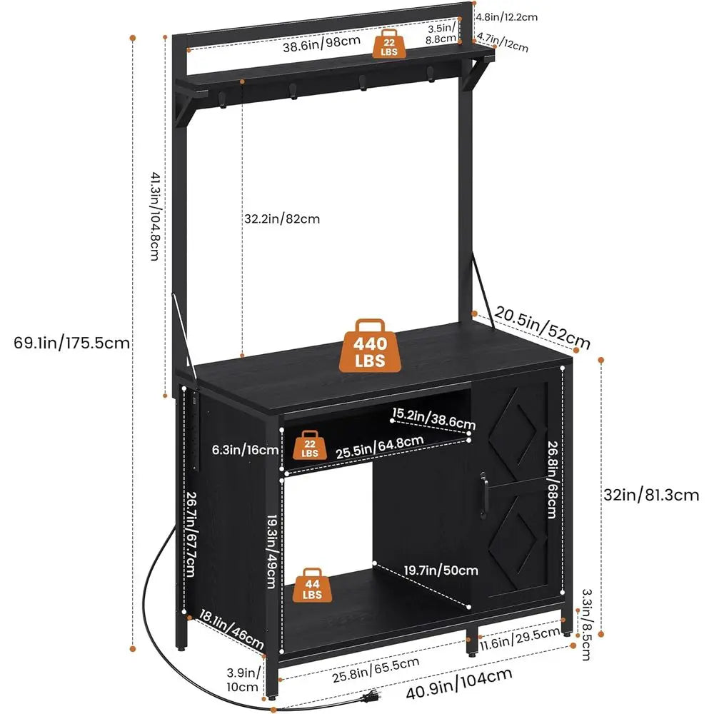 Tank Stand With Power Outlet And Aquarium Display Shelves