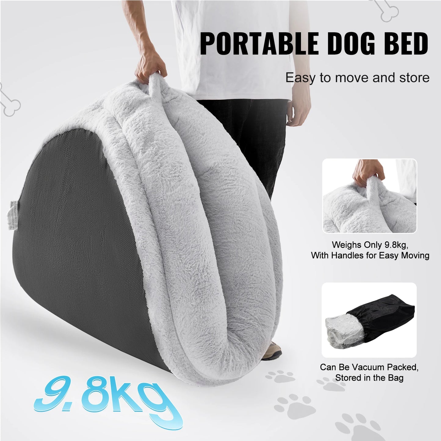 SucceBuy Human Dog Bed With Orthopedic Foam And Fur Cover
