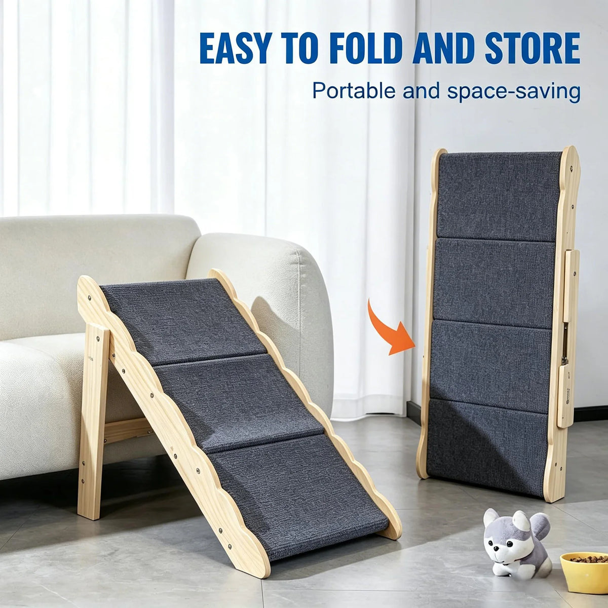 DishyKooker Wooden Pet Stairs And Portable Dog Ramp