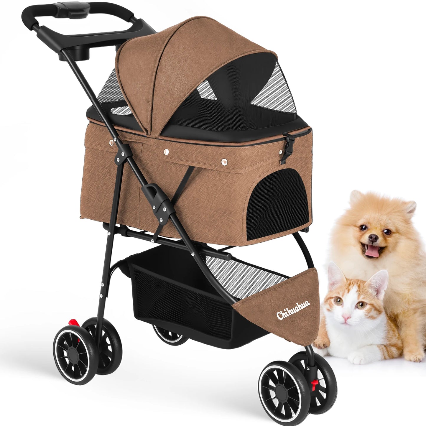 Chihuahua Portable Foldable Pet Stroller Travel Carrier With Canopy