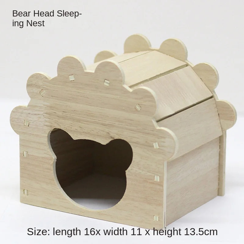 Wooden Hamster Toys Set With Cages Running Wheels Nests