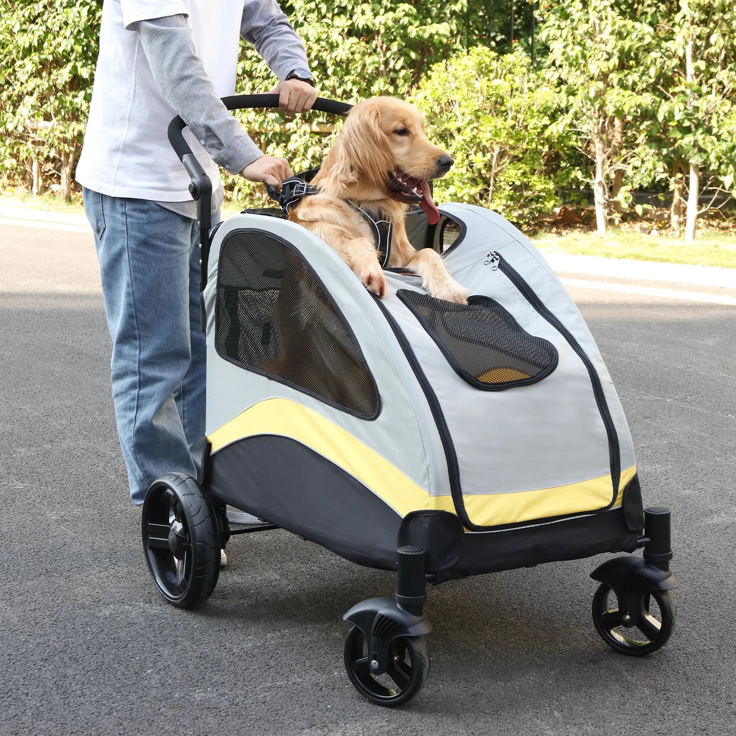 Portable Four Wheel Dog Cat Stroller Foldable Travel Carrier