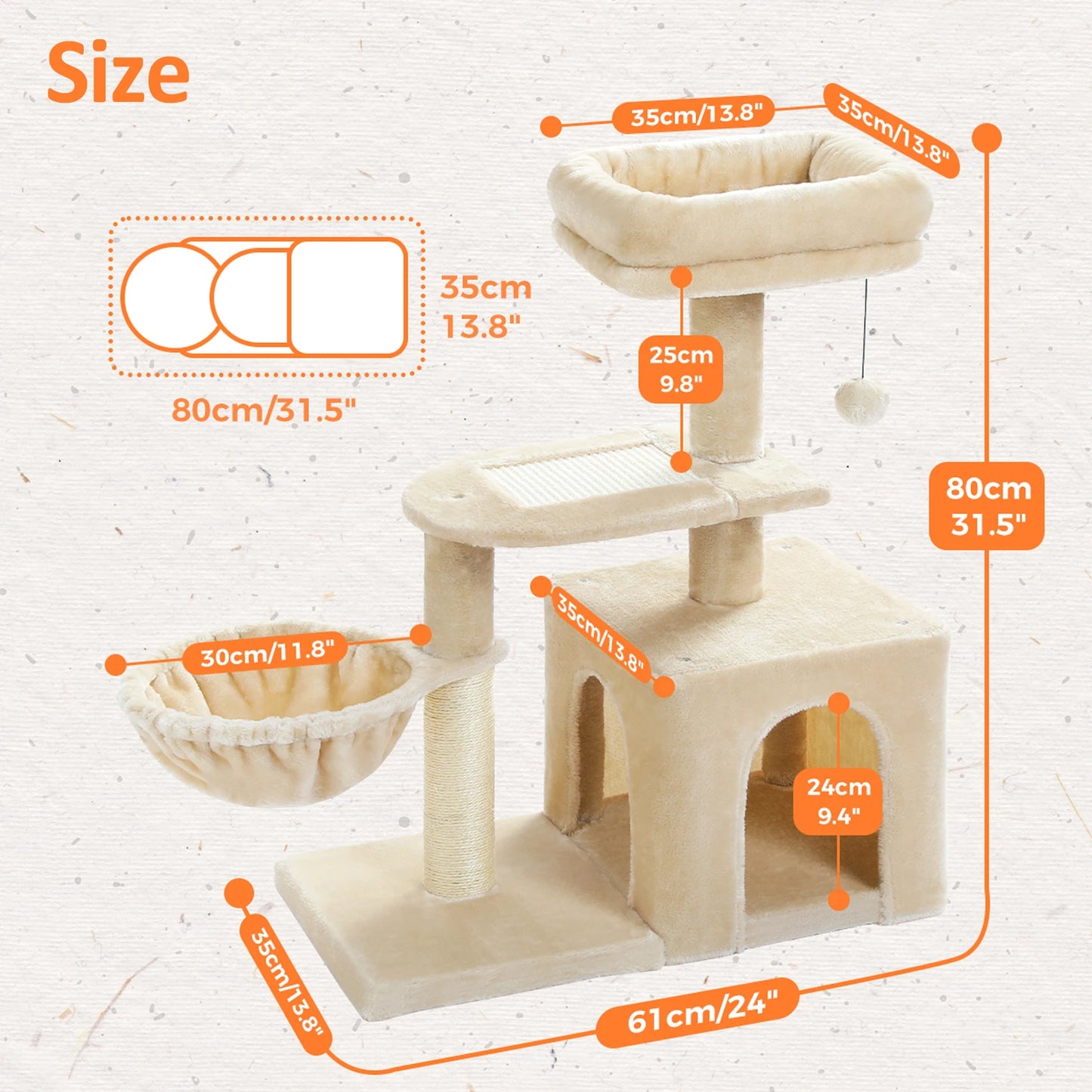 PAWZ Road Cat Tree Tower With Scratching Posts And Hammock