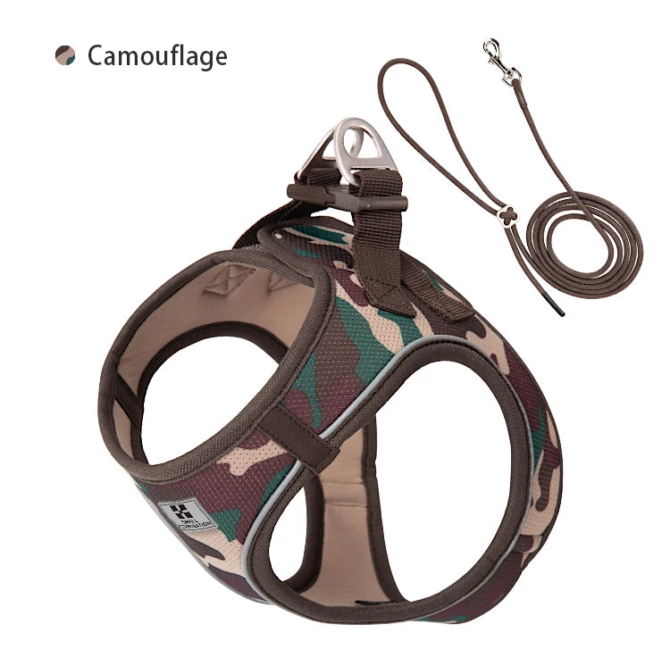 Small Combination Dog Harness Leash Set Reflective Adjustable