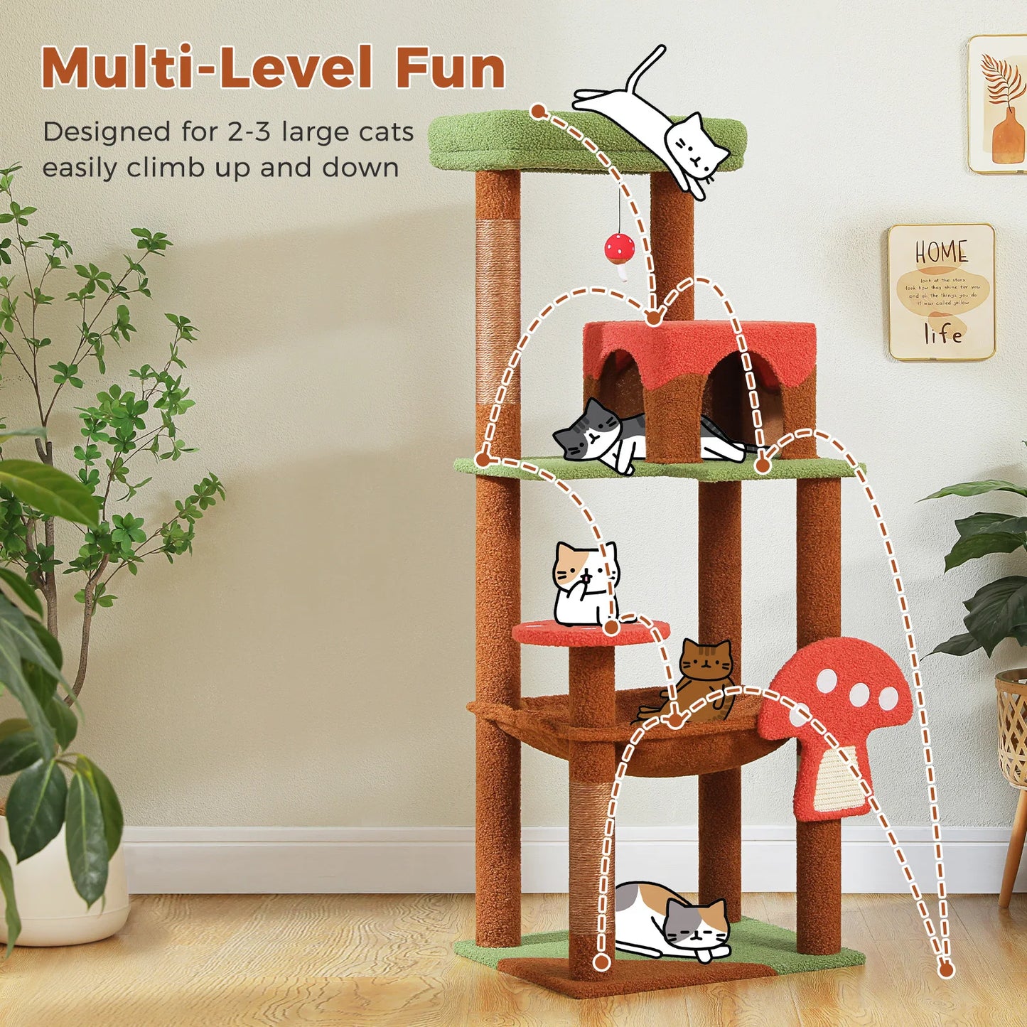 PAWZ Road Multi Level Cat Tree With Scratching Posts Condo