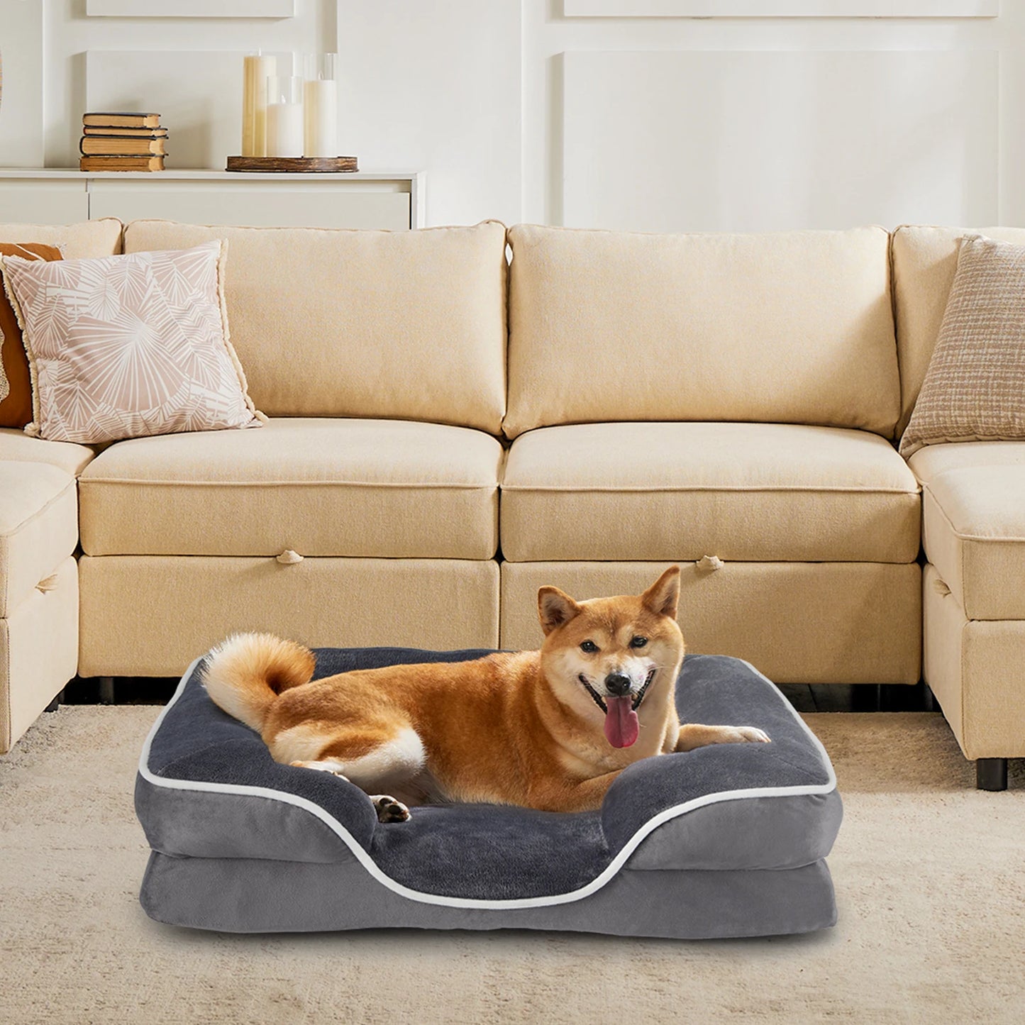 JHK Orthopedic Memory Foam Dog Bed With Washable Removable Cover