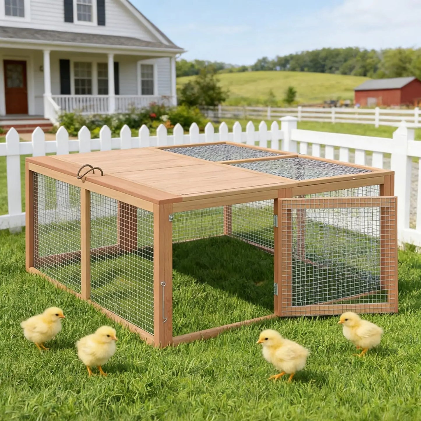 HiMISS Folding Chicken Coop Portable No-Assembly Cage With Doors