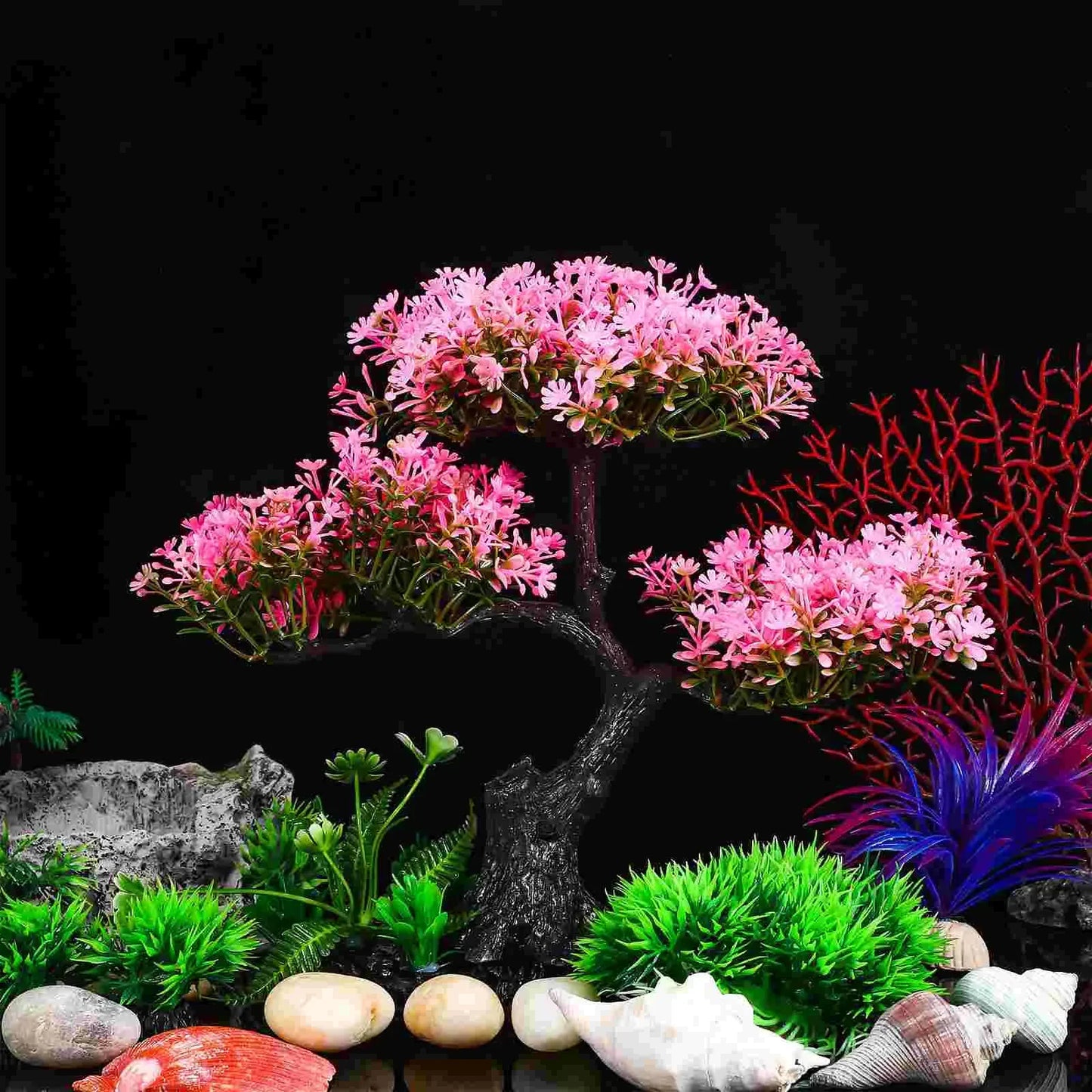Artificial Aquarium Plant Set for Fish Tank and Turtle Habitat