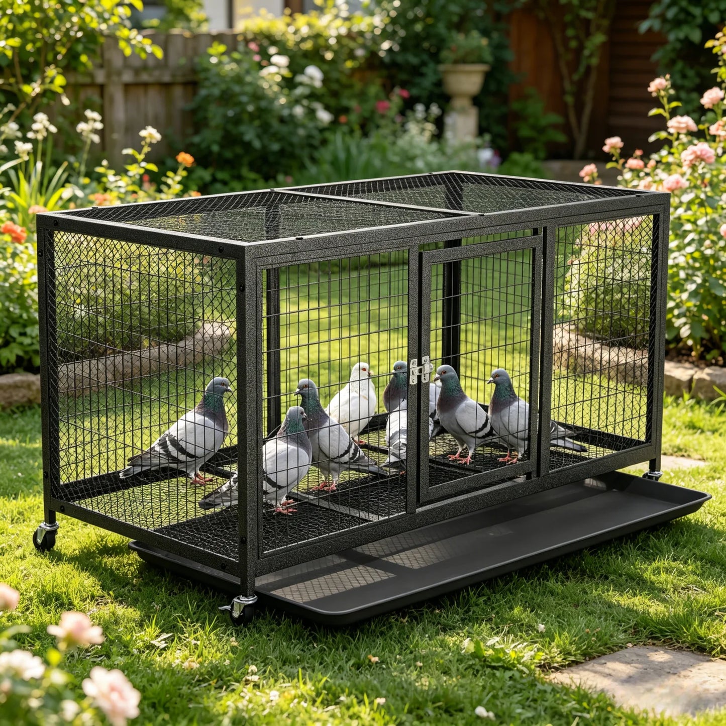 BINGOPAW Outdoor Heavy Duty Metal Chicken Coop Walk In Pen