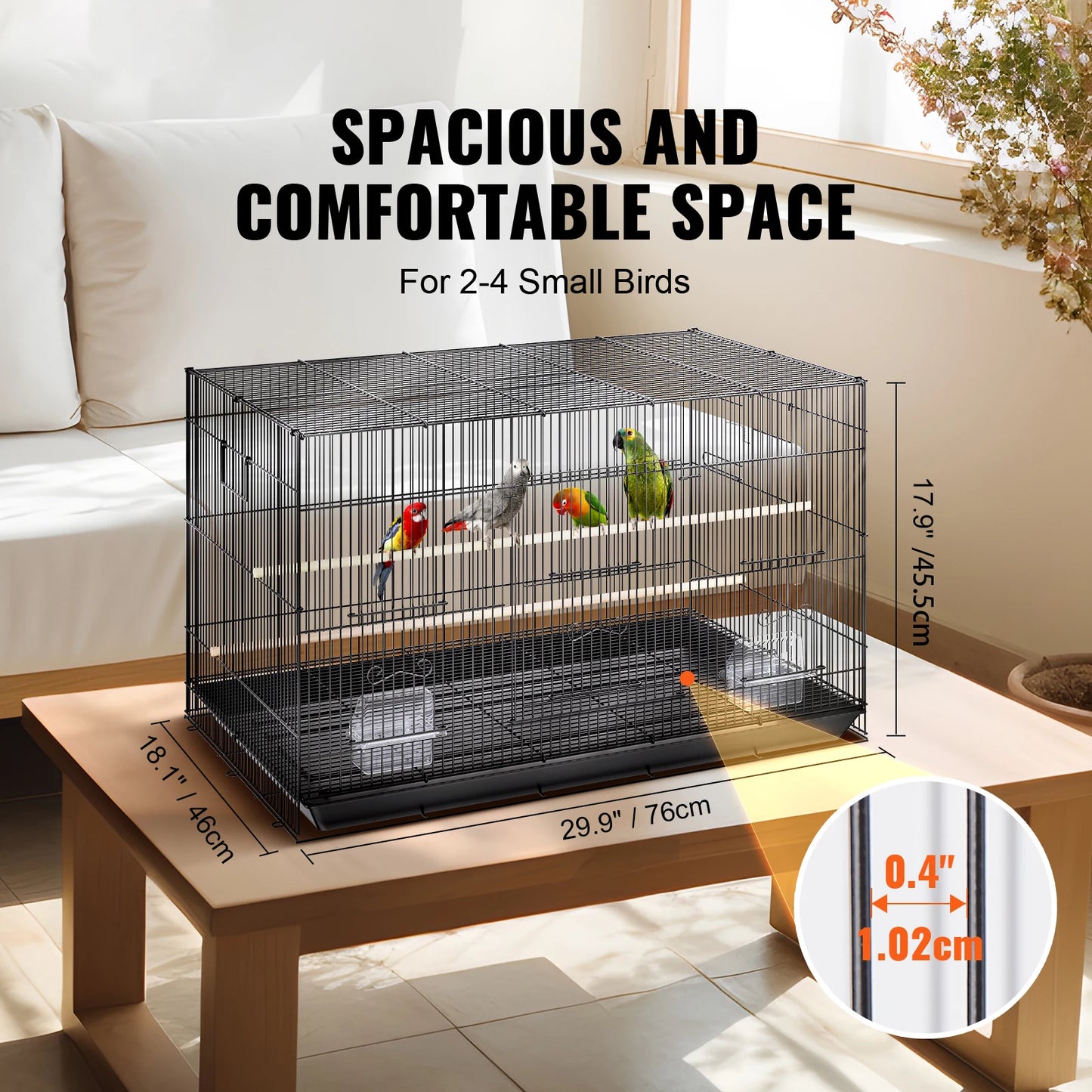 SucceBuy Metal Bird Cage With Rolling Stand For Parrots Budgies