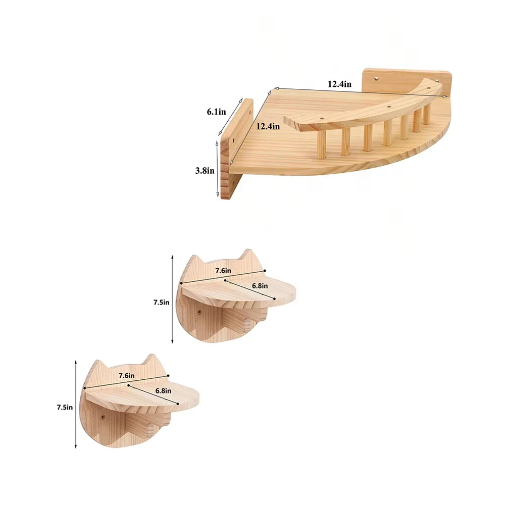 CWV Wall Mounted Cat Hammock Tree With Steps And Shelf